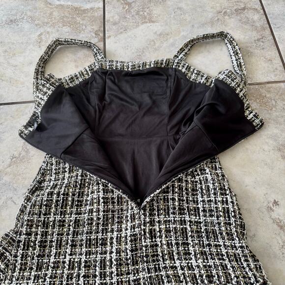 Aqua Metallic Tweed Square Neck Dress size Small Cocktail Date Night Academia - Picture 9 of 11